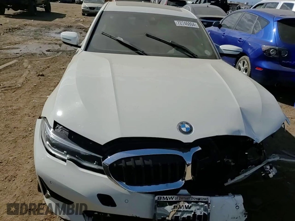 2021 BMW 3 Series 330i xDrive with VIN WBA5R7C03MFK49232, listed as a Copart auction lot 72746864 with 0 mi miles and Salvage Title. Bid and sale history available at carsss.com. Image 11.