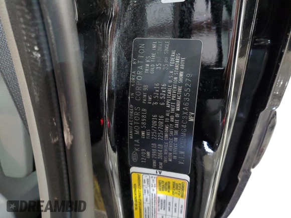 2010 Kia Sedona LX with VIN KNDMG4C3XA6355279, listed as a Copart auction lot 74080134 with 157,006 mi miles and Salvage Title. Bid and sale history available at carsss.com. Image 13.