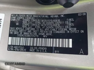 2008 Toyota Sienna CE with VIN 5TDZK23C88S174779, listed as a IAAI auction lot 40888229 with 180,865 mi miles. Bid and sale history available at carsss.com. Image 9.