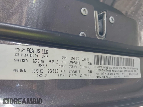 2019 Jeep Cherokee Latitude Plus с VIN 1C4PJMLB7KD400634, выставлен на аукционе IAAI как лот 42173611 с пробегом 77 007 миль миль и . История ставок и продаж доступна на DreamBid. Изображение 9.