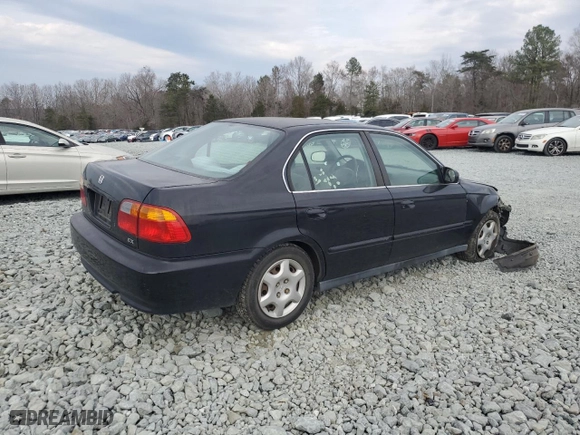 1999 Honda Civic EX with VIN 1HGEJ8641XL056616, listed as a Copart auction lot 45352295 with 162,291 mi miles and Salvage Title. Bid and sale history available at carsss.com. Image 3.