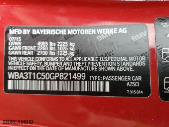 2016 BMW 4 Series 428i xDrive with VIN WBA3T1C50GP821499, listed as a Copart auction lot 78782304 with 43,047 mi miles and Salvage Title. Bid and sale history available at carsss.com. Image 12.
