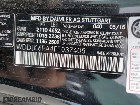 2015 Mercedes-Benz SL 400 with VIN WDDJK6FA4FF037405, listed as a Copart auction lot 61626415 with Not provided miles and Salvage title. Bid and sale history available at DreamBid. Image 12.