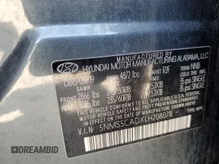 2020 Hyundai Santa Fe Limited with VIN 5NMS5CADXLH208078, listed as a Copart auction lot 52400485 with 60,683 mi miles and Salvage Title. Bid and sale history available at DreamBid. Image 13.