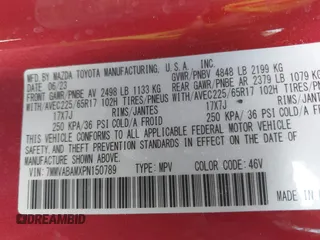 2023 Mazda CX-50 S Select with VIN 7MMVABAMXPN150789, listed as a IAAI auction lot 41998270 with Not Provided miles and . Bid and sale history available at DreamBid. Image 9.