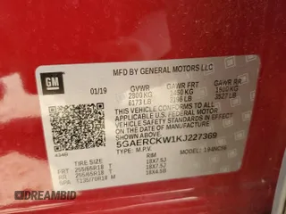 2019 Buick Enclave Premium with VIN 5GAERCKW1KJ227369, listed as a Copart auction lot 80631314 with 59,910 mi miles and Salvage Title. Bid and sale history available at DreamBid. Image 13.