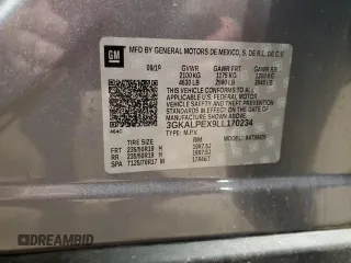 2020 GMC Terrain SLT with VIN 3GKALPEX9LL170234, listed as a Copart auction lot 63654115 with 143,113 mi miles and Clean title. Bid and sale history available at DreamBid. Image 13.