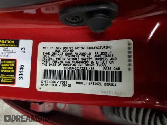 2010 Toyota Corolla with VIN 1NXBU4EE1AZ231486, listed as a Copart auction lot 61207725 with 224,870 mi miles and Clean title. Bid and sale history available at DreamBid. Image 12.