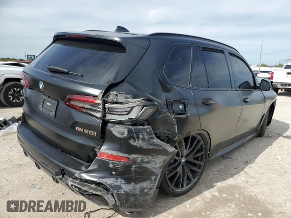2021 BMW X5 M50i with VIN 5UXJU4C05M9G90231, listed as a Copart auction lot 87257854 with 54,704 mi miles and Non Repairable. Bid and sale history available at carsss.com. Image 3.