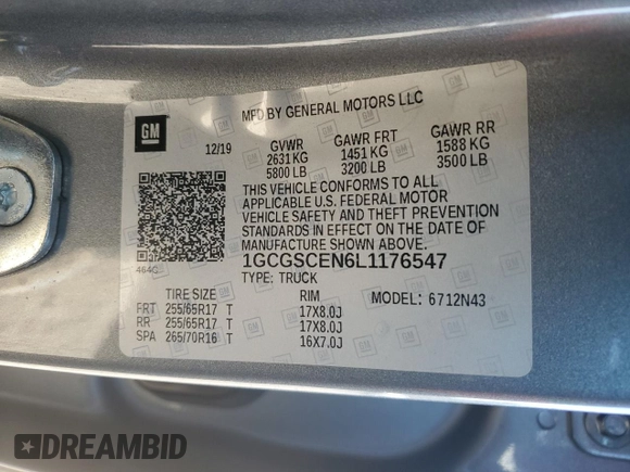 2020 Chevrolet Colorado 2WD LT with VIN 1GCGSCEN6L1176547, listed as a Copart auction lot 42912035 with 100,478 mi miles and Salvage Title. Bid and sale history available at carsss.com. Image 14.