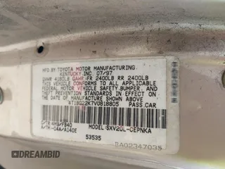 1997 Toyota Camry LE z VIN 4T1BG22K7VU818805, wystawiony jako IAAI lot #42105925 z przebiegiem 140 960 mil mil oraz . Historia ofert i sprzedaży dostępna na DreamBid. Obrazek 9.