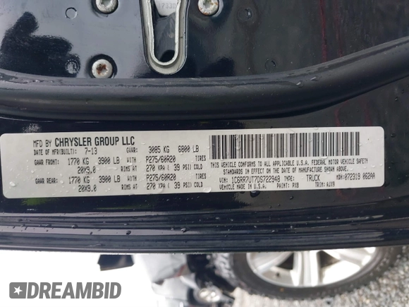 2013 Ram 1500 Sport z VIN 1C6RR7UT7DS722948, wystawiony jako IAAI lot #41779347 z przebiegiem 66 131 mil mil oraz . Historia ofert i sprzedaży dostępna na DreamBid. Obrazek 9.