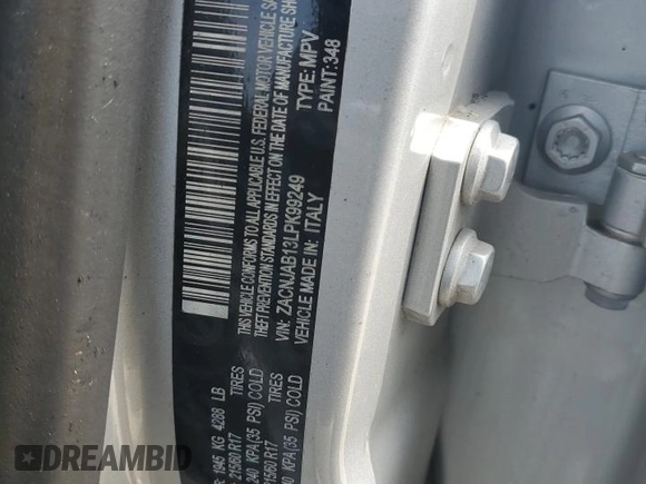 2020 Jeep Renegade Altitude with VIN ZACNJAB13LPK99249, listed as a Copart auction lot 66347684 with Not provided miles and Salvage title. Bid and sale history available at DreamBid. Image 13.