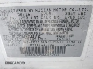2016 Nissan Versa S Plus with VIN 3N1CN7APXGL871412, listed as a IAAI auction lot 41275851 with 85,302 mi miles. Bid and sale history available at carsss.com. Image 9.