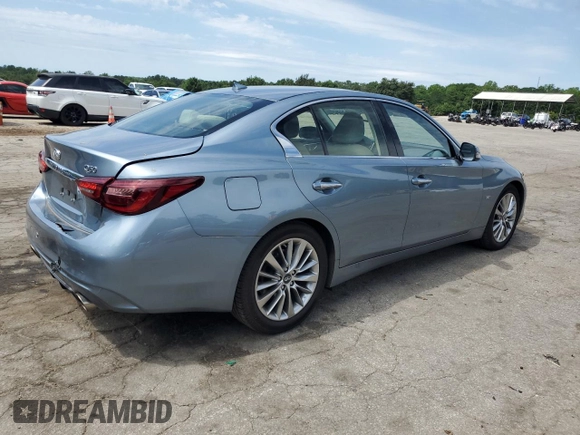 2019 Infiniti Q50 Luxe with VIN JN1EV7AP1KM510058, listed as a Copart auction lot 58036965 with 53,779 mi miles and Salvage title. Bid and sale history available at DreamBid. Image 3.