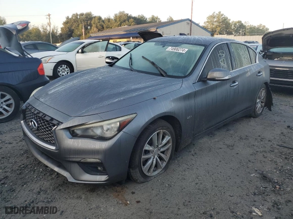 2018 Infiniti Q50 2.0t PURE with VIN JN1CV7AP6JM241464, listed as a Copart auction lot 74906274 with 110,847 mi miles and Non Repairable. Bid and sale history available at carsss.com. Image 1.