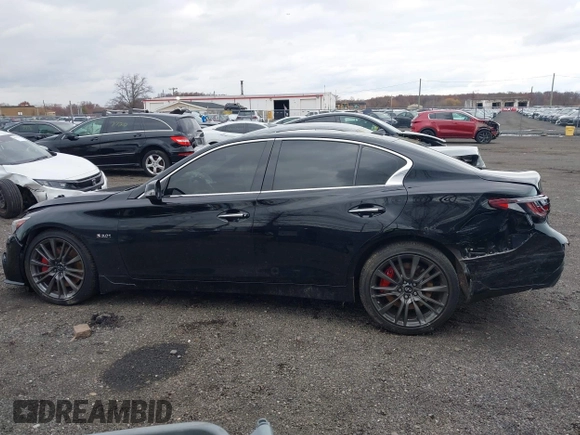 2018 Infiniti Q50 Red Sport 400 with VIN JN1FV7AR4JM481806, listed as a IAAI auction lot 40968949 with 80,924 mi miles and . Bid and sale history available at DreamBid. Image 14.