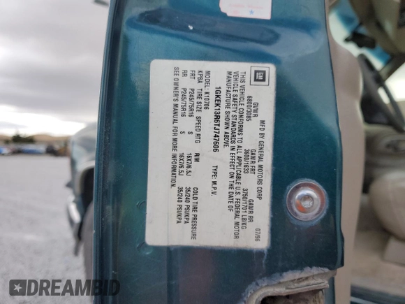 1996 GMC Yukon with VIN 1GKEK13R6TJ747606, listed as a Copart auction lot 80763434 with 308,837 mi miles and Salvage Title. Bid and sale history available at DreamBid. Image 16.