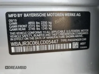 2020 BMW 5 Series 530i with VIN WBAJR3C06LCD05447, listed as a Copart auction lot 49008885 with Not Provided miles and Salvage Title. Bid and sale history available at DreamBid. Image 15.