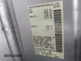 2009 Nissan Maxima S с VIN 1N4AA51EX9C841558, выставлен на аукционе IAAI как лот 42351978 с пробегом 102 168 миль миль и . История ставок и продаж доступна на DreamBid. Изображение 9.