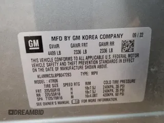 2023 Buick Encore GX Preferred with VIN KL4MMCSL8PB047283, listed as a Copart auction lot 54547825 with 52,788 mi miles and Salvage title. Bid and sale history available at DreamBid. Image 13.