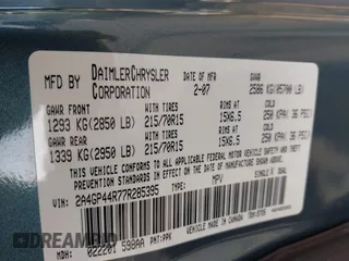 2007 Chrysler Town & Country LWB LX with VIN 2A4GP44R77R285395, listed as a IAAI auction lot 41977829 with 135,620 mi miles. Bid and sale history available at carsss.com. Image 9.