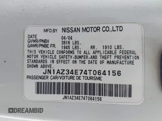 2004 Nissan 350Z Touring with VIN JN1AZ34E74T064156, listed as a IAAI auction lot 41498213 with 148,370 mi miles. Bid and sale history available at carsss.com. Image 9.