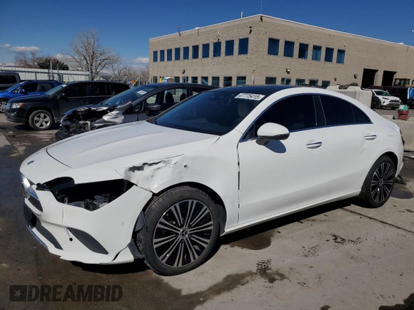 2021 Mercedes-Benz CLA with VIN W1K5J4HBXMN223046, listed as a Copart auction lot 47775415 with 30,477 mi miles and Salvage Title. Bid and sale history available at carsss.com. Image 1.