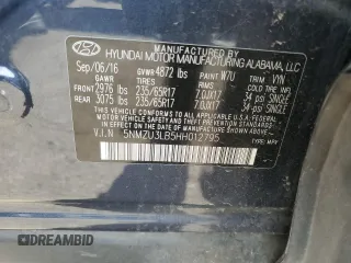 2017 Hyundai Santa Fe 2.4L with VIN 5NMZU3LB5HH012795, listed as a Copart auction lot 58503135 with 85,531 mi miles and Salvage title. Bid and sale history available at DreamBid. Image 13.