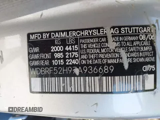 2007 Mercedes-Benz C 230 Sport с VIN WDBRF52H97A936689, выставлен на аукционе IAAI как лот 42519824 с пробегом 200 866 миль миль и . История ставок и продаж доступна на DreamBid. Изображение 9.