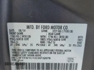 2014 Ford F-150 XL with VIN 1FTFW1CTXEKF32078, listed as a Copart auction lot 55669135 with 144,521 mi miles and Salvage title. Bid and sale history available at DreamBid. Image 13.