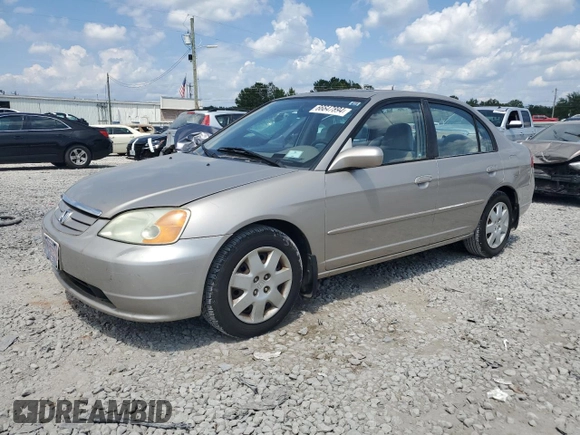 2001 Honda Civic EX with VIN 2HGES26741H562627, listed as a Copart auction lot 66647894 with 179,262 mi miles and Clean Title. Bid and sale history available at DreamBid. Image 1.