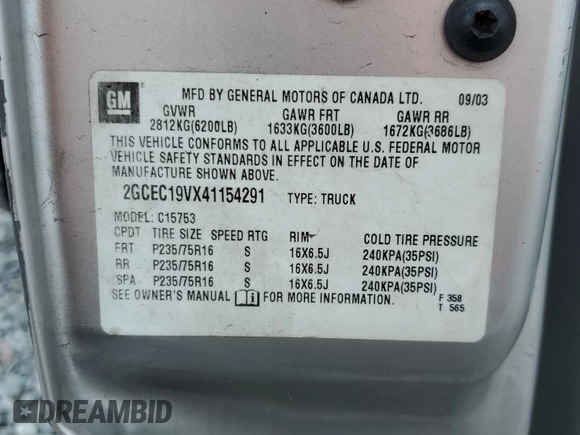 2004 Chevrolet Silverado 1500 LS with VIN 2GCEC19VX41154291, listed as a Copart auction lot 55132725 with 209,356 mi miles and Salvage Title. Bid and sale history available at DreamBid. Image 12.
