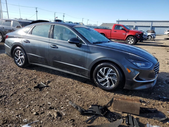 2021 Hyundai Sonata Hybrid Blue with VIN KMHL24JJ2MA025869, listed as a Copart auction lot 41603645 with 115,964 mi miles and Salvage Title. Bid and sale history available at carsss.com. Image 4.