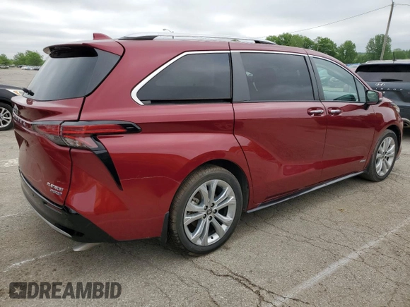 2021 Toyota Sienna Limited z VIN 5TDERKECXMS032404, wystawiony jako Copart lot #55144615 z przebiegiem 26 814 mil mil oraz Czysty tytuł • Clean title. Historia ofert i sprzedaży dostępna na DreamBid. Obrazek 3.