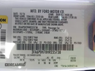 2017 Ford Fusion SE with VIN 3FA6P0H78HR235738, listed as a IAAI auction lot 41604054 with 172,896 mi miles. Bid and sale history available at carsss.com. Image 9.