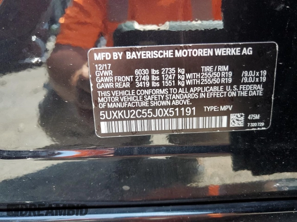 2018 BMW X6 xDrive35i with VIN 5UXKU2C55J0X51191, listed as a Copart auction lot 63567013 with 58,144 mi miles. Bid and sale history available at carsss.com. Image 13.