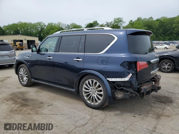 2016 Infiniti QX80 with VIN JN8AZ2NC7G9401032, listed as a Copart auction lot 58068015 with 159,842 mi miles and Salvage title. Bid and sale history available at DreamBid. Image 2.