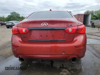 2015 Infiniti Q50 with VIN JN1BV7AR0FM396516, listed as a Copart auction lot 57677055 with 128,369 mi miles and Salvage title. Bid and sale history available at DreamBid. Image 6.