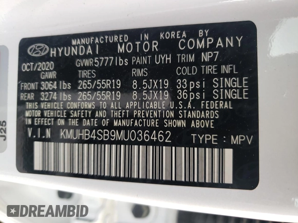 2021 Genesis GV80 with VIN KMUHB4SB9MU036462, listed as a Copart auction lot 48688625 with 57,904 mi miles and Salvage title. Bid and sale history available at DreamBid. Image 13.