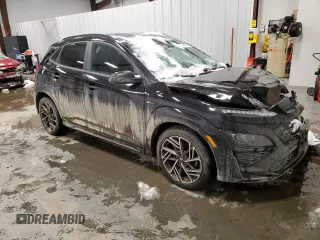 2022 Hyundai Kona N Line with VIN KM8K3CA35NU838465, listed as a Copart auction lot 44417115 with 91,217 mi miles and Salvage Title. Bid and sale history available at carsss.com. Image 4.
