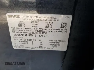 2011 Saab 9-4X z VIN 3G0FNPEYXBS800610, wystawiony jako Copart lot #77536514 z przebiegiem Nie podano mil oraz Szkoda całkowita • Salvage title. Historia ofert i sprzedaży dostępna na DreamBid. Obrazek 14.