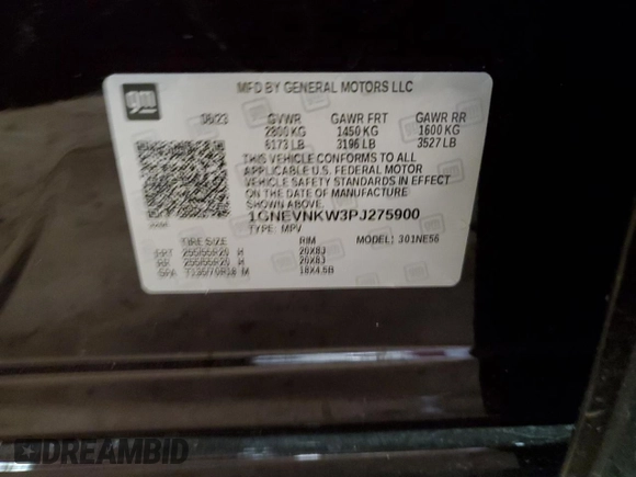 2023 Chevrolet Traverse High Country with VIN 1GNEVNKW3PJ275900, listed as a Copart auction lot 54211945 with Not provided miles and Salvage title. Bid and sale history available at DreamBid. Image 13.