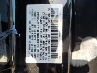 2015 Acura TLX Advance with VIN 19UUB2F79FA009585, listed as a Copart auction lot 48476795 with 89,985 mi miles and Salvage title. Bid and sale history available at DreamBid. Image 12.