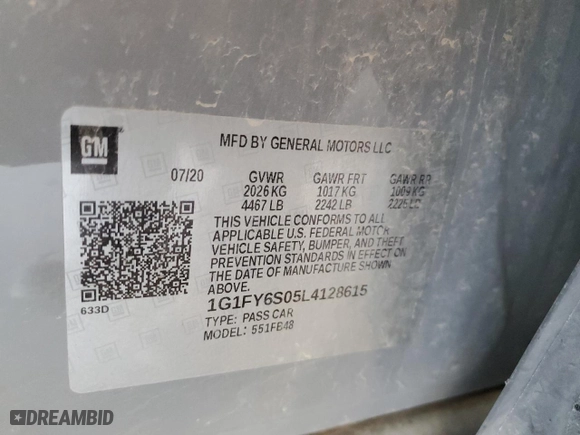 2020 Chevrolet Bolt EV LT with VIN 1G1FY6S05L4128615, listed as a Copart auction lot 49643865 with 40,316 mi miles and Salvage Title. Bid and sale history available at carsss.com. Image 13.