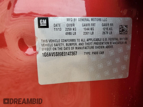 2014 Cadillac CTS Vsport Premium RWD z VIN 1G6AV5S89E0147367, wystawiony jako Copart lot #79021674 z przebiegiem Nie podano mil oraz Nie do naprawy. Historia ofert i sprzedaży dostępna na DreamBid. Obrazek 12.