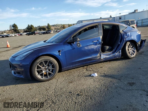 2022 Tesla Model 3 Long Range with VIN 5YJ3E1EB6NF255730, listed as a Copart auction lot 46354235 with 58,470 mi miles and Salvage Title. Bid and sale history available at DreamBid. Image 1.