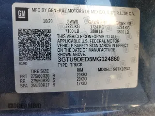 2021 GMC Sierra 1500 SLT z VIN 3GTU9DED5MG124860, wystawiony jako Copart lot #45352655 z przebiegiem 41 482 mil mil oraz Szkoda całkowita • Salvage title. Historia ofert i sprzedaży dostępna na DreamBid. Obrazek 14.