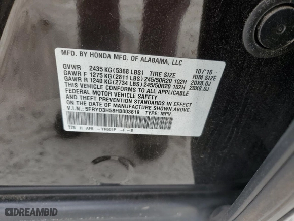 2017 Acura MDX w/Technology Pkg with VIN 5FRYD3H58HB003619, listed as a Copart auction lot 49594945 with 175,057 mi miles and Salvage Title. Bid and sale history available at carsss.com. Image 13.