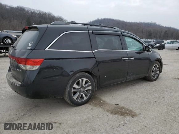 2015 Honda Odyssey Touring Elite with VIN 5FNRL5H97FB112237, listed as a Copart auction lot 44789195 with 152,165 mi miles and Salvage Title. Bid and sale history available at DreamBid. Image 3.